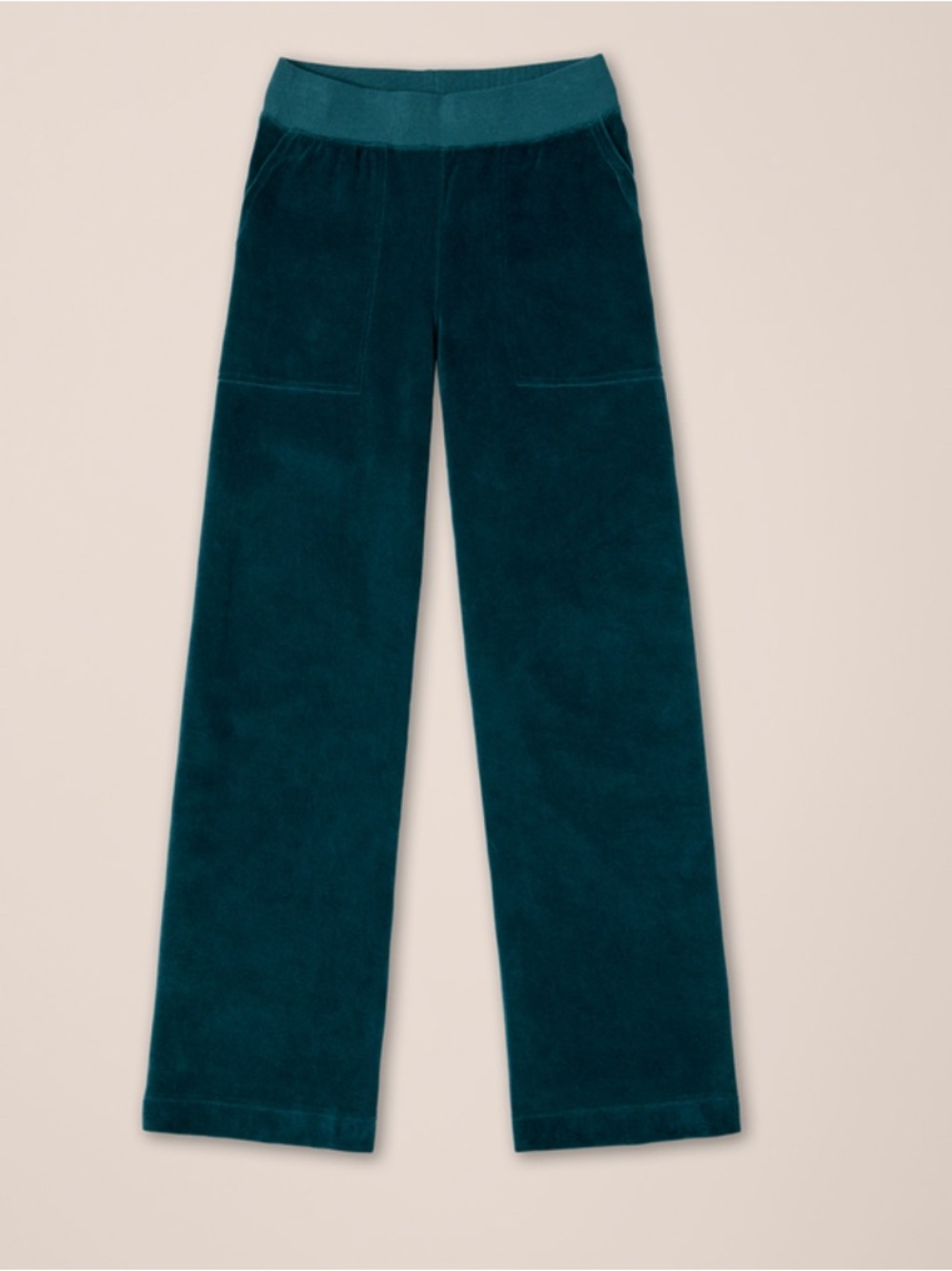 Pact Women's Green Velour Cropped Wide-Leg Pants